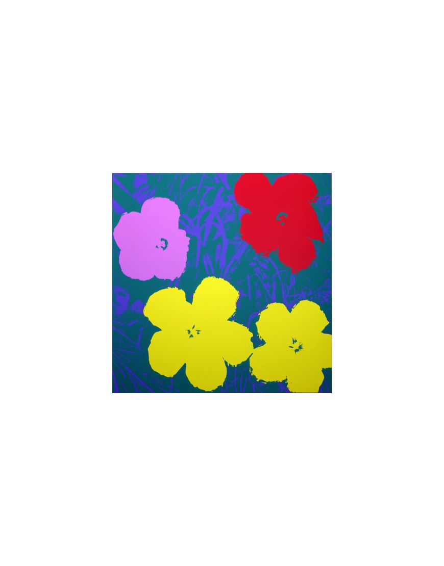 Fleurs - Jaune/Pourpre/Rouge sur fond Bleu 11.65