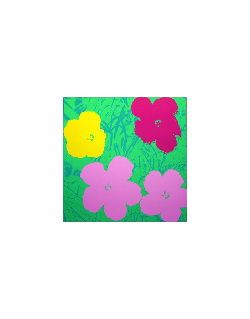 Fleurs - Rose/Jaune sur fond Vert 11.68