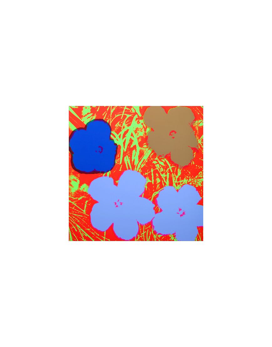 Fleurs - Bleu sur fond Orange 11.69