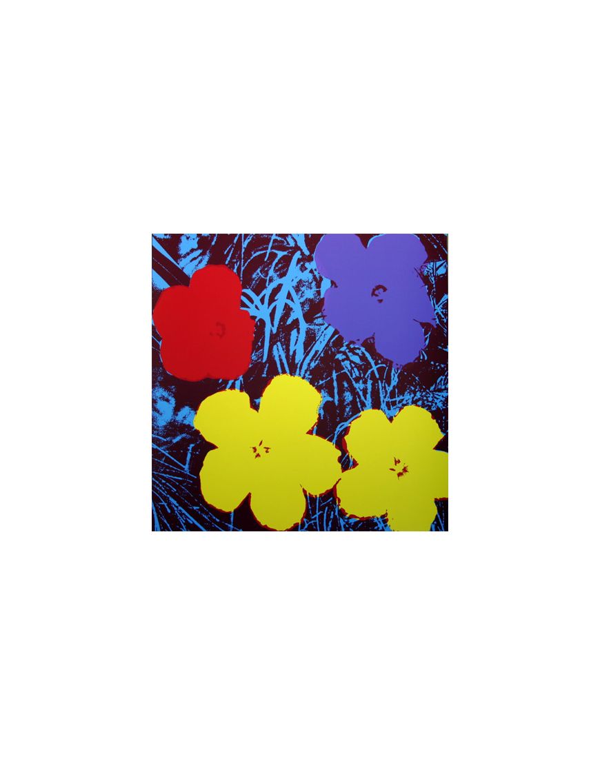 Fleurs - Jaune/Rouge sur fond Bleu 11.71