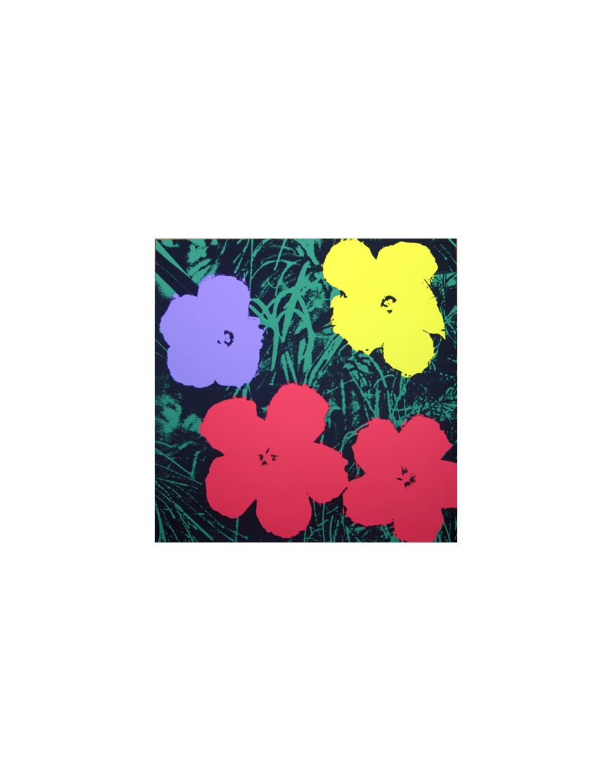 Fleurs - Rouge/Pourpre/Jaune sur fond Vert 11.73