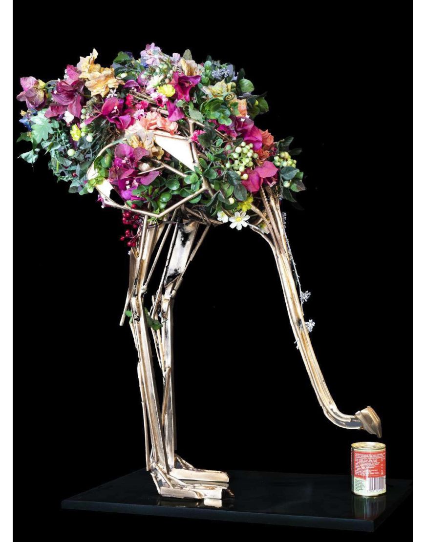 Ostrich with Flowers