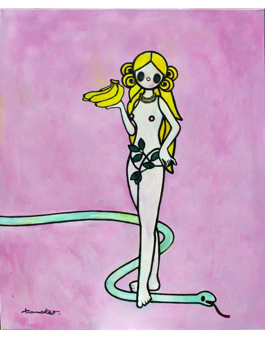 Eve and Snake with Banana Pink