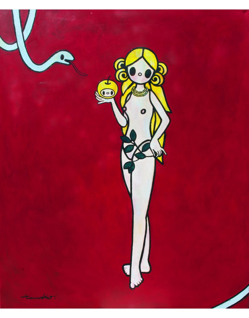 Eve and Snake with Apple Red