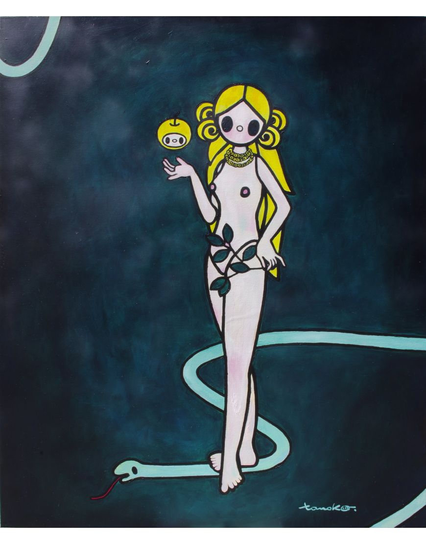 Eve and Snake with an Apple Green