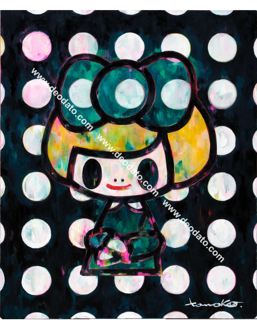 Gioconda ruban vert pois noirs
