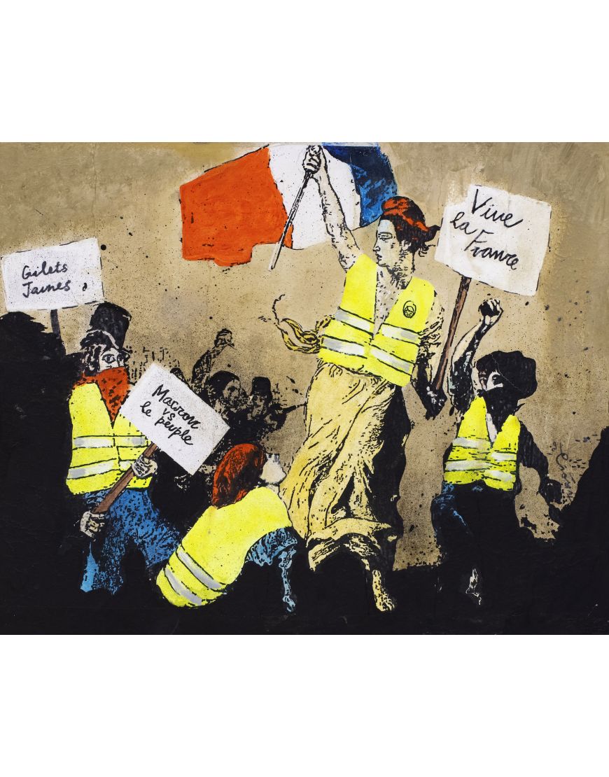 The yellow vest leading the people - collage