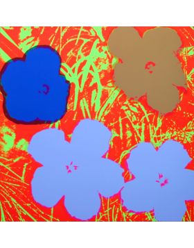 Fleurs - Bleu sur fond Orange 11.69