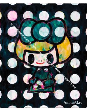 Gioconda ruban vert pois noirs