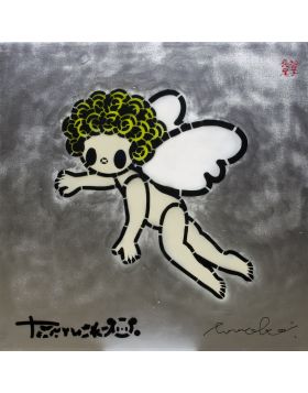 Tomoko Nagao - Angel 1 Silver Psycho - Oeuvre Unique - Pochoir sur toile