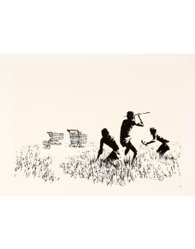 Banksy - Trolleys Black and White - 2006 - Sérigraphie non signée sur papier - Edition de 500 exemplaires