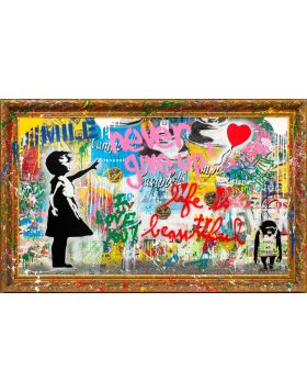 Mr. Brainwash - Balloon Girl - Canvas - Technique mixte sur toile encadrée - 76x127 cm