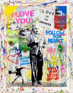 Mr. Brainwash - Einstein - œuvre unique sur toile - Signée à la main