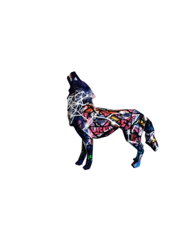 Richard Orlinski - Howling Wolf - Édition Street Art - Sculpture en résine - Œuvre unique