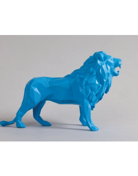 Richard Orlinski - Lion Matte Blue - Sculpture en résine - 21x13x7 cm - Édition ouverte