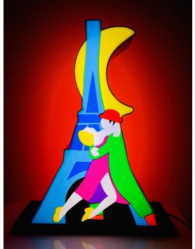 Marco Lodola - Ballerini sotto la Torre Eiffel - Sculpture murale - Sculpture unique en néon et perspex