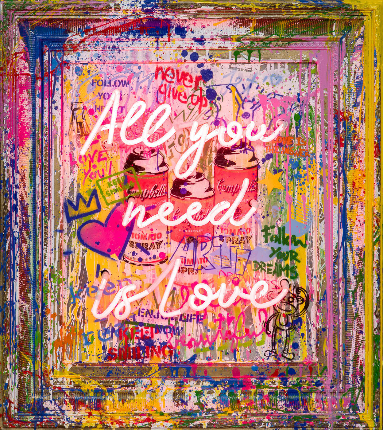 Mr. Brainwash - All You Need is Love - 2022 - Technique mixte sur toile