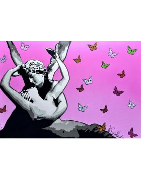 Mr. Savethewall - Love Me or Like Me - Pink - 100x70 cm - Technique mixte - 2024