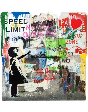 M. Brainwash - Balloon Girl - Œuvre unique - 2023 - Technique mixte sur plaque de rue - 89x88 cm