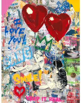 Mr. Brainwash - Love is in The Air - 2023 - Œuvre Unique sur Papier - Technique Mixte
