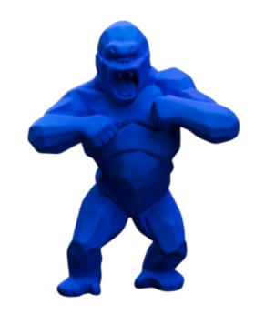 Richard Orlinski - Wild Kong Realoded - Blue Up - 62x51x28 cm - Sculpture en résine