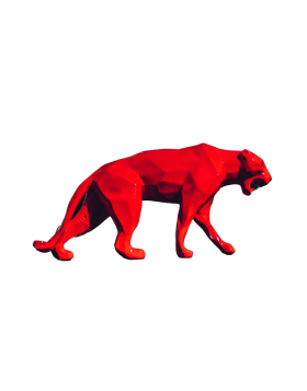 Richard Orlinski - Panther Red - 120x53x24 cm - Sculpture en résine - Édition limitée