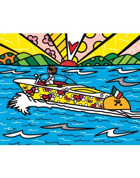 Romero Britto - Iseo Lake - Edition limitée à 50 exemplaires - 61x77 cm - Signée à la main - 2022