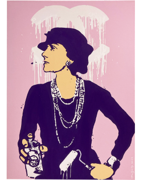 Tvboy - Coco Chanel - Purple - Œuvre unique sur Toile - 50x70 cm