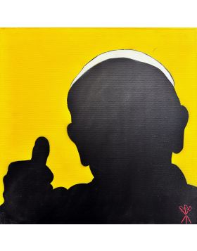 Mr. Savethewall - Unmistakable Papa Francesco - Technique mixte sur toile - 50x50 cm - 2023