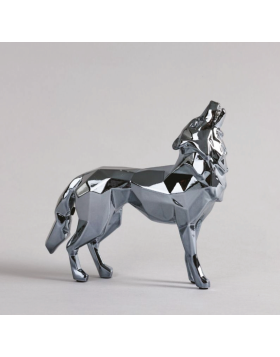 Richard Orlinski - Wolf Pearl Grey Edition - Sculpture en résine - 14x13x4 cm - Édition ouverte