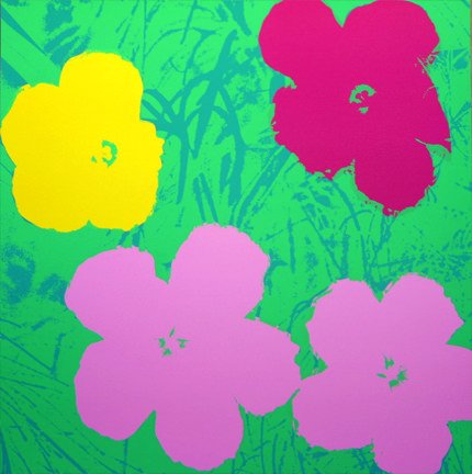 Fleurs - Rose/Jaune sur fond Vert 11.68