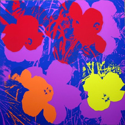 Fleurs - Rouge/Orange/Jaune sur fond Pourpre 11.66