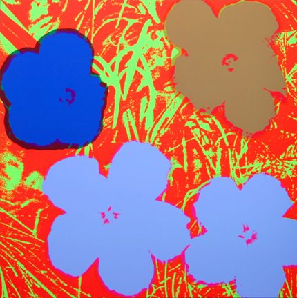 Fleurs - Bleu sur fond Orange 11.69