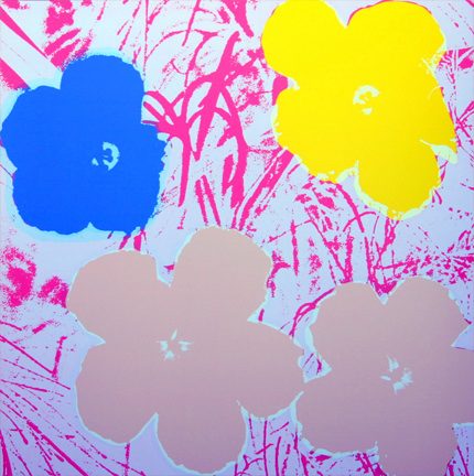 Fleurs - Jaune/Or/Bleu sur fond Rose 11.70