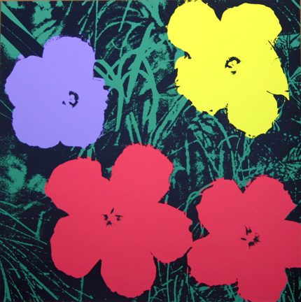 Fleurs - Rouge/Pourpre/Jaune sur fond Vert 11.73