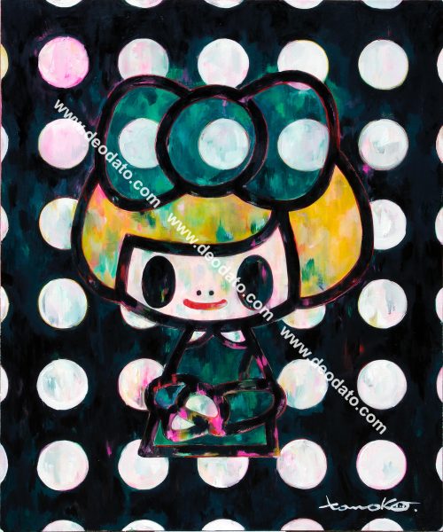 Gioconda ruban vert pois noirs